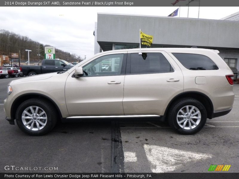 Sandstone Pearl / Black/Light Frost Beige 2014 Dodge Durango SXT AWD