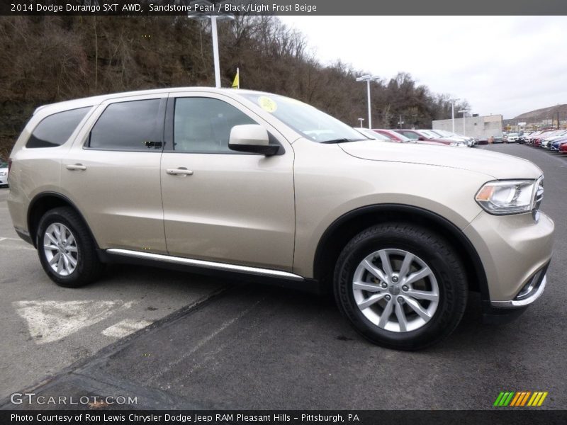 Sandstone Pearl / Black/Light Frost Beige 2014 Dodge Durango SXT AWD