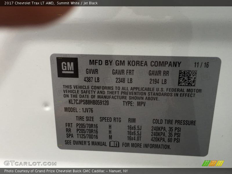 Summit White / Jet Black 2017 Chevrolet Trax LT AWD
