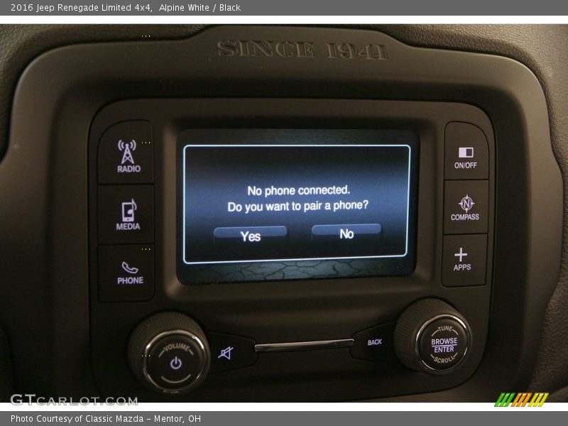 Alpine White / Black 2016 Jeep Renegade Limited 4x4
