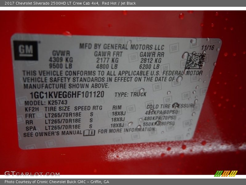 Red Hot / Jet Black 2017 Chevrolet Silverado 2500HD LT Crew Cab 4x4