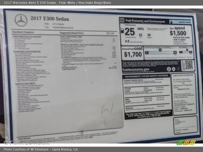Polar White / Macchiato Beige/Black 2017 Mercedes-Benz E 300 Sedan