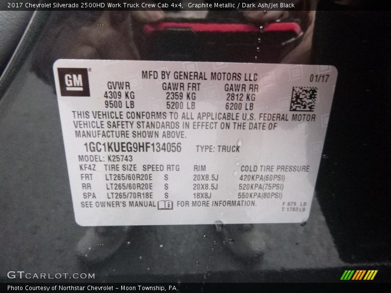 Graphite Metallic / Dark Ash/Jet Black 2017 Chevrolet Silverado 2500HD Work Truck Crew Cab 4x4