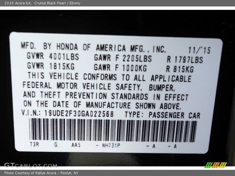 Crystal Black Pearl / Ebony 2016 Acura ILX