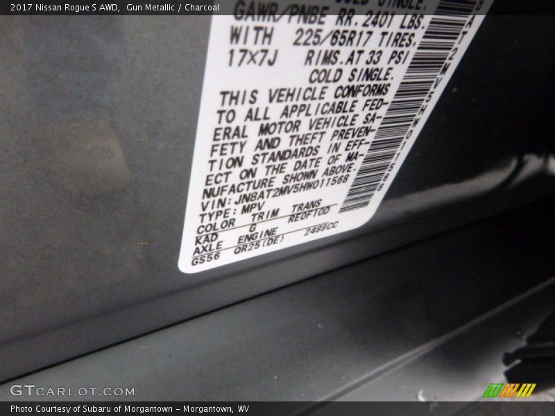 Gun Metallic / Charcoal 2017 Nissan Rogue S AWD