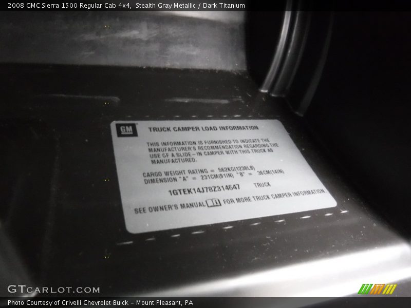 Stealth Gray Metallic / Dark Titanium 2008 GMC Sierra 1500 Regular Cab 4x4