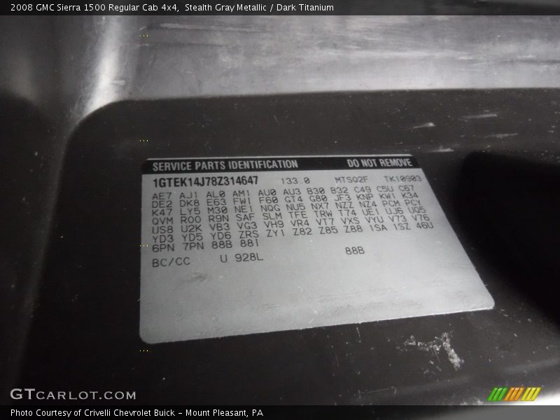 Stealth Gray Metallic / Dark Titanium 2008 GMC Sierra 1500 Regular Cab 4x4