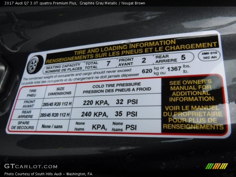 Graphite Gray Metallic / Nougat Brown 2017 Audi Q7 3.0T quattro Premium Plus