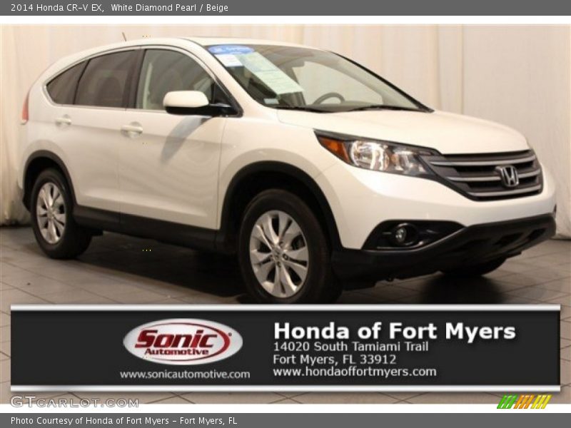 White Diamond Pearl / Beige 2014 Honda CR-V EX