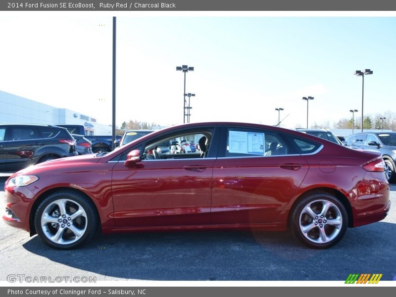 Ruby Red / Charcoal Black 2014 Ford Fusion SE EcoBoost