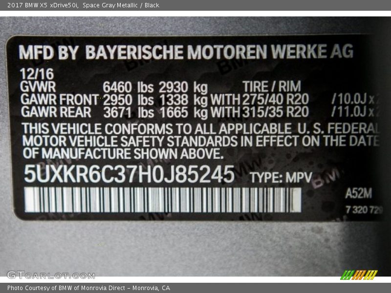 A52 - 2017 BMW X5 xDrive50i