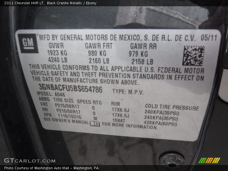 Black Granite Metallic / Ebony 2011 Chevrolet HHR LT