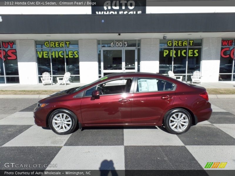 Crimson Pearl / Beige 2012 Honda Civic EX-L Sedan