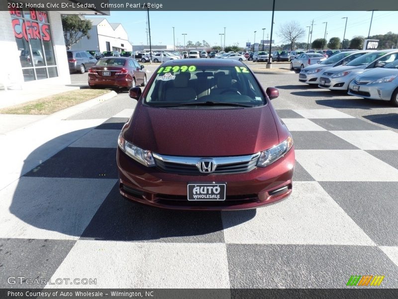 Crimson Pearl / Beige 2012 Honda Civic EX-L Sedan