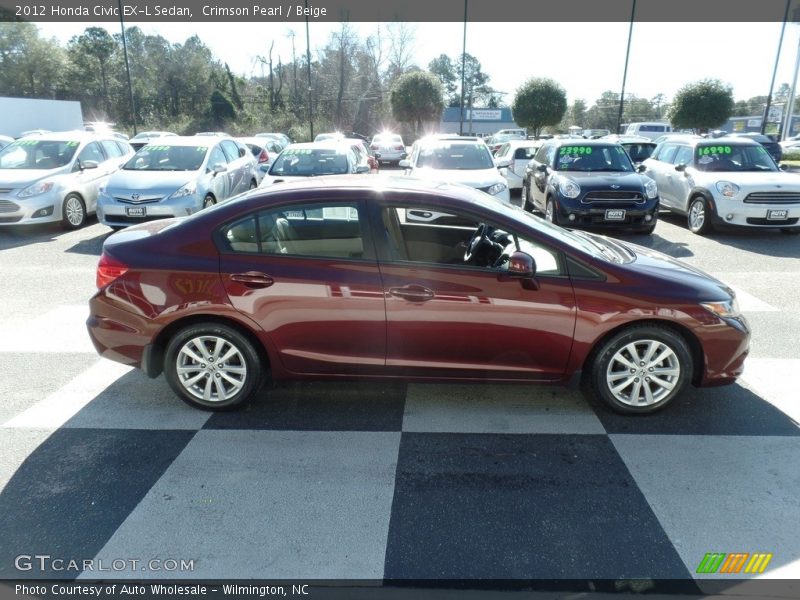 Crimson Pearl / Beige 2012 Honda Civic EX-L Sedan