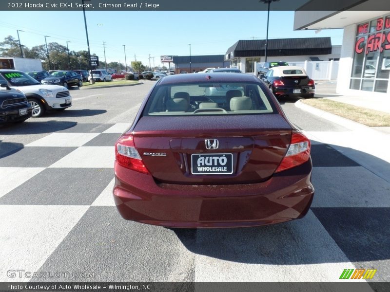 Crimson Pearl / Beige 2012 Honda Civic EX-L Sedan