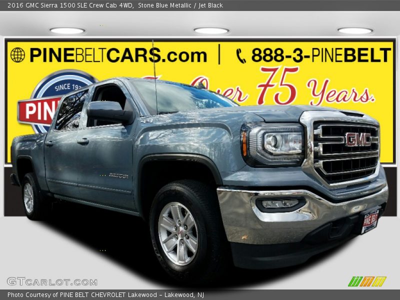 Stone Blue Metallic / Jet Black 2016 GMC Sierra 1500 SLE Crew Cab 4WD