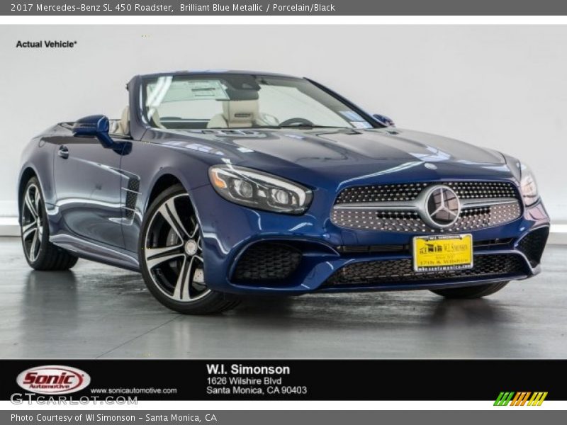 Brilliant Blue Metallic / Porcelain/Black 2017 Mercedes-Benz SL 450 Roadster