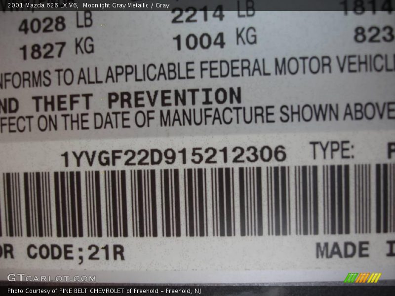 Moonlight Gray Metallic / Gray 2001 Mazda 626 LX V6