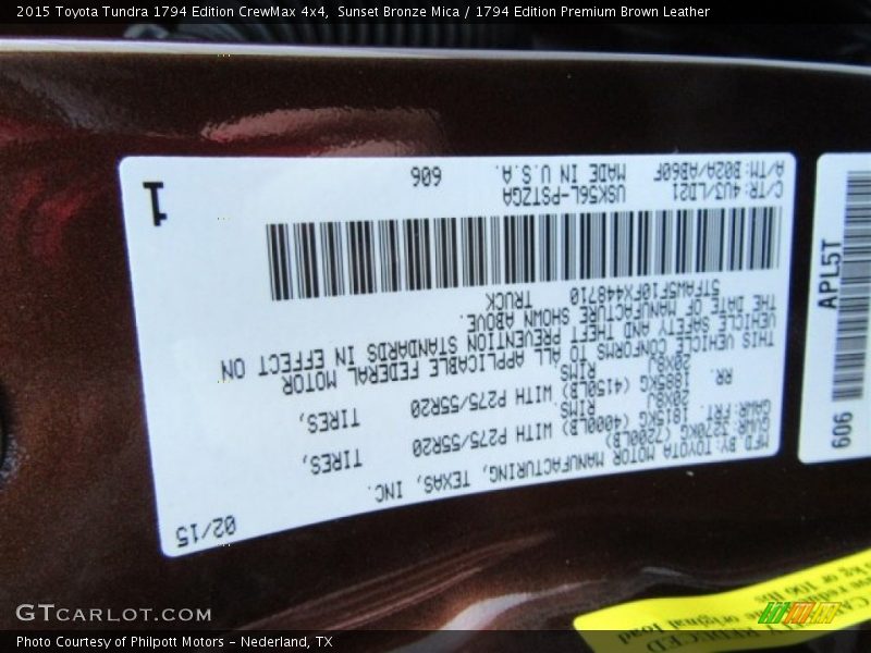 Sunset Bronze Mica / 1794 Edition Premium Brown Leather 2015 Toyota Tundra 1794 Edition CrewMax 4x4