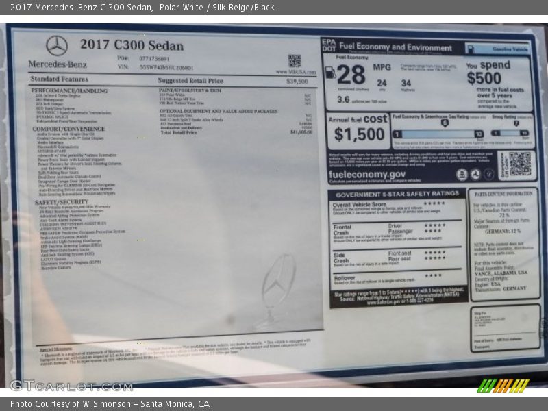 Polar White / Silk Beige/Black 2017 Mercedes-Benz C 300 Sedan