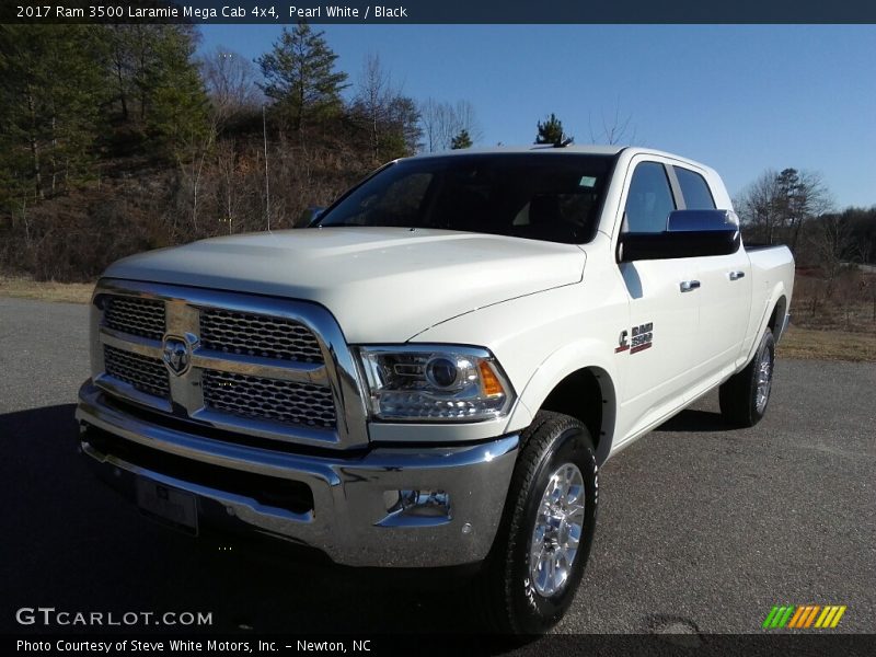 Pearl White / Black 2017 Ram 3500 Laramie Mega Cab 4x4