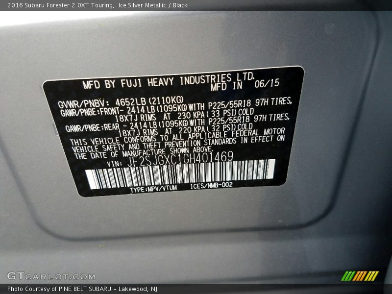 Ice Silver Metallic / Black 2016 Subaru Forester 2.0XT Touring