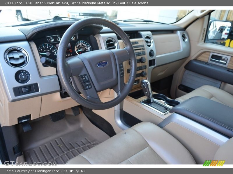 White Platinum Metallic Tri-Coat / Pale Adobe 2011 Ford F150 Lariat SuperCab 4x4