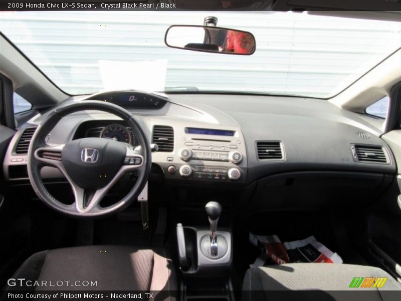 Crystal Black Pearl / Black 2009 Honda Civic LX-S Sedan