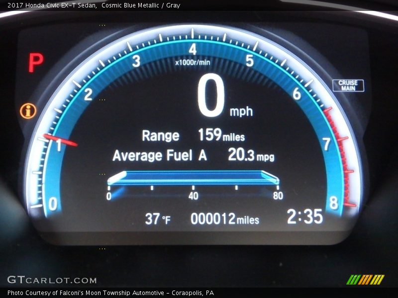 Cosmic Blue Metallic / Gray 2017 Honda Civic EX-T Sedan