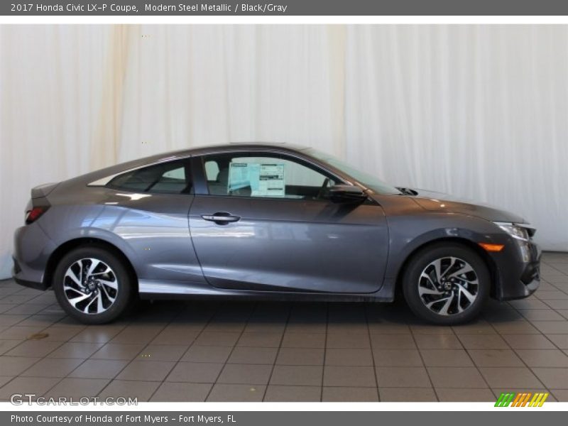 Modern Steel Metallic / Black/Gray 2017 Honda Civic LX-P Coupe