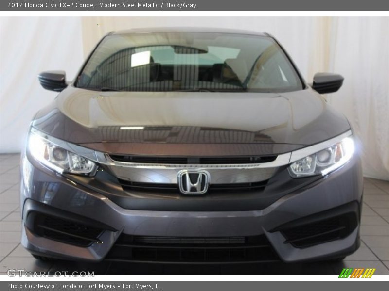 Modern Steel Metallic / Black/Gray 2017 Honda Civic LX-P Coupe