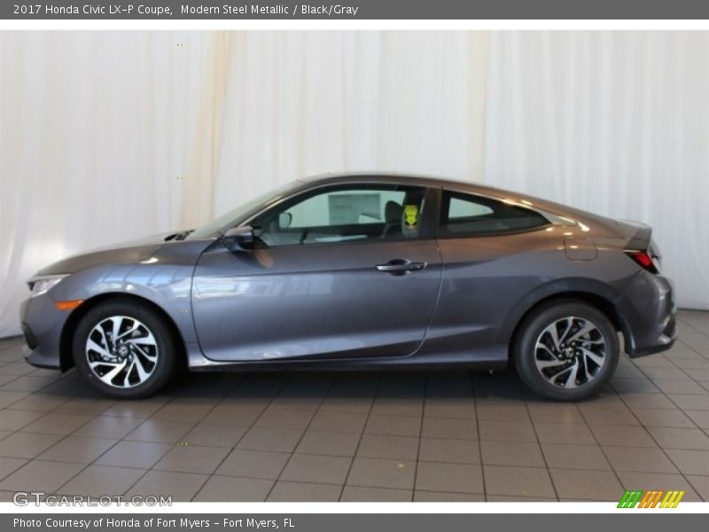 Modern Steel Metallic / Black/Gray 2017 Honda Civic LX-P Coupe