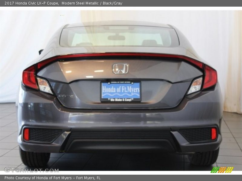 Modern Steel Metallic / Black/Gray 2017 Honda Civic LX-P Coupe