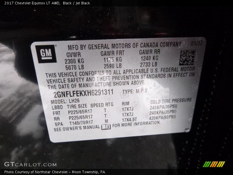 Black / Jet Black 2017 Chevrolet Equinox LT AWD