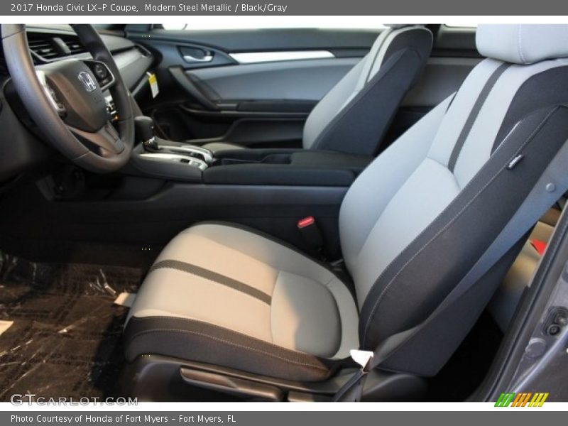 Modern Steel Metallic / Black/Gray 2017 Honda Civic LX-P Coupe