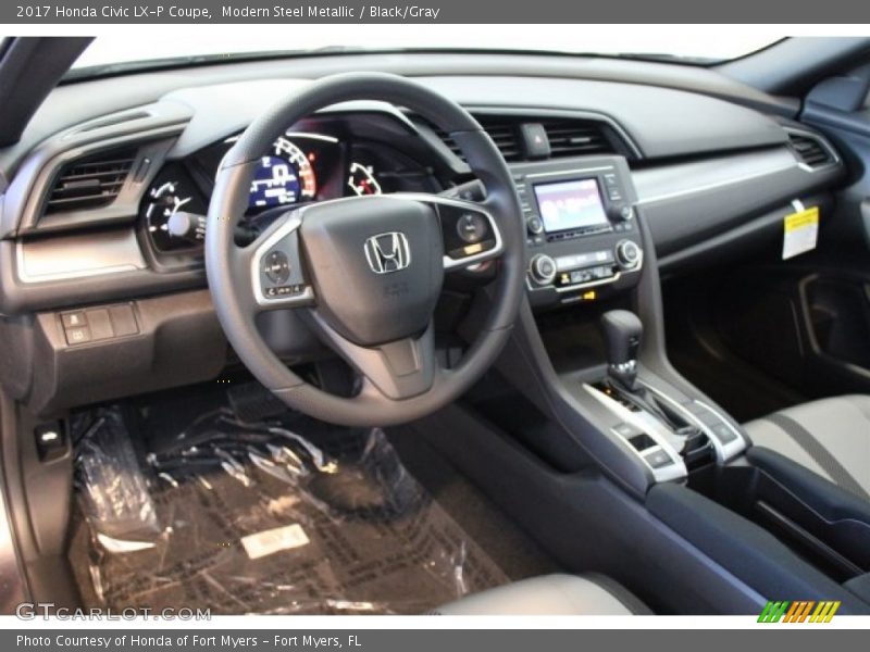 Modern Steel Metallic / Black/Gray 2017 Honda Civic LX-P Coupe