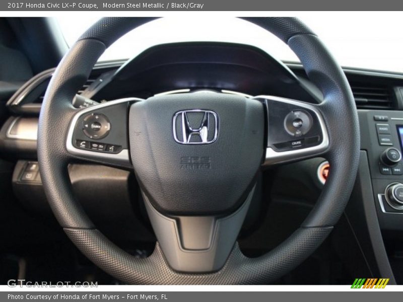 Modern Steel Metallic / Black/Gray 2017 Honda Civic LX-P Coupe