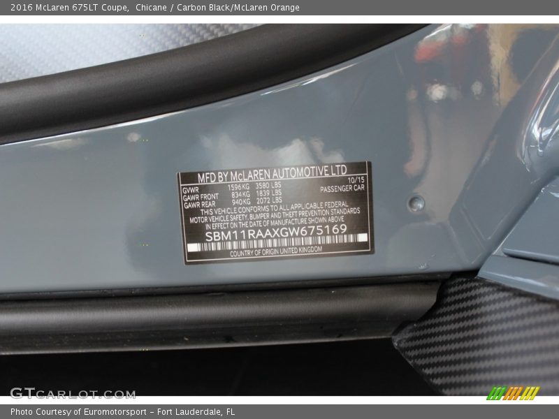 Chicane / Carbon Black/McLaren Orange 2016 McLaren 675LT Coupe