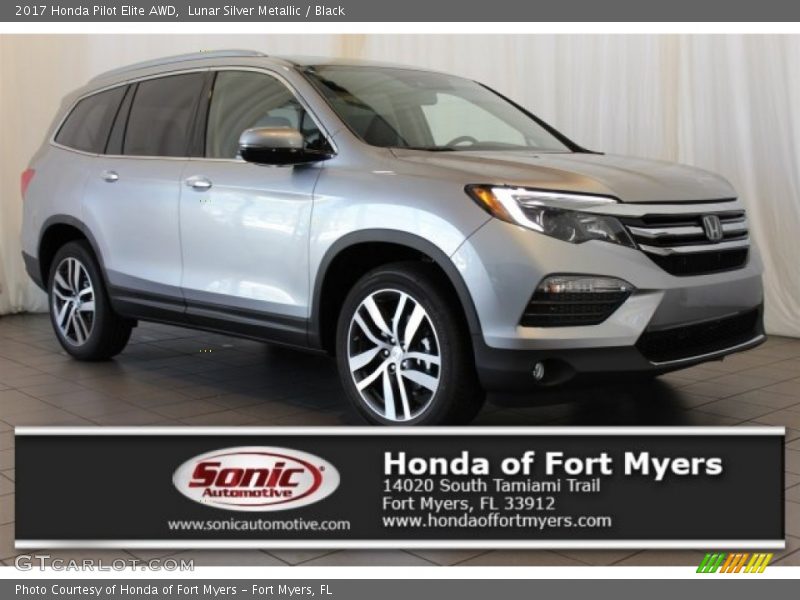 Lunar Silver Metallic / Black 2017 Honda Pilot Elite AWD