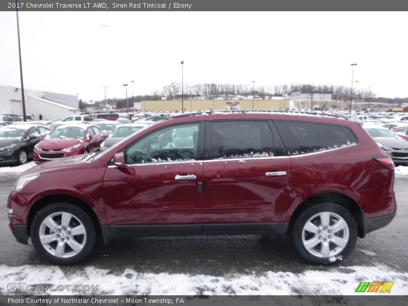 Siren Red Tintcoat / Ebony 2017 Chevrolet Traverse LT AWD