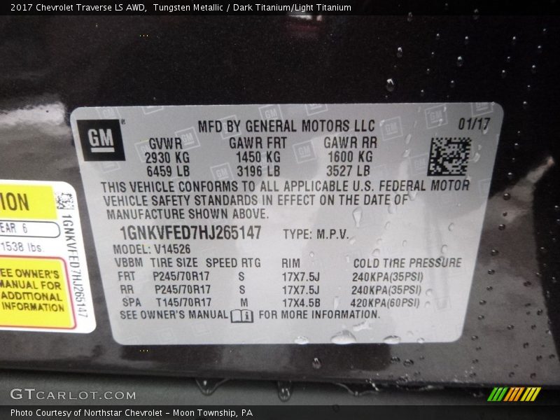 Tungsten Metallic / Dark Titanium/Light Titanium 2017 Chevrolet Traverse LS AWD