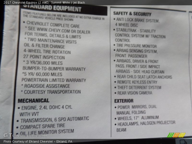 Summit White / Jet Black 2017 Chevrolet Equinox LS AWD
