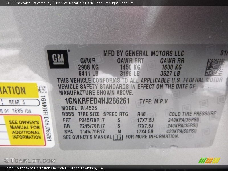 Silver Ice Metallic / Dark Titanium/Light Titanium 2017 Chevrolet Traverse LS