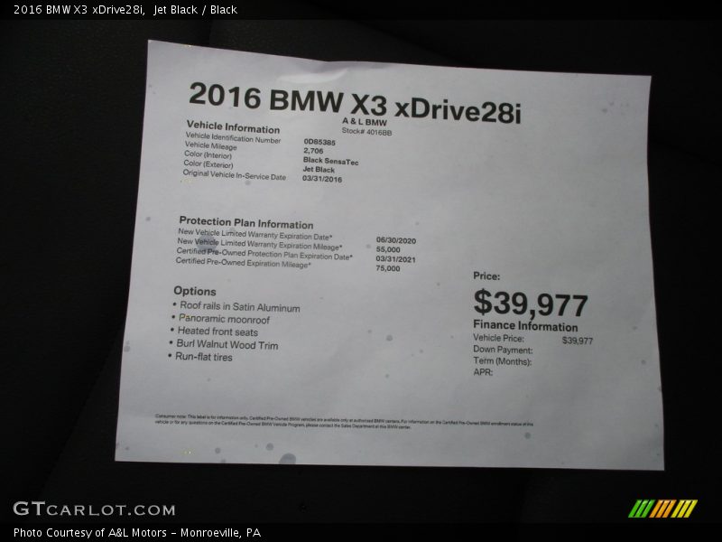 Jet Black / Black 2016 BMW X3 xDrive28i