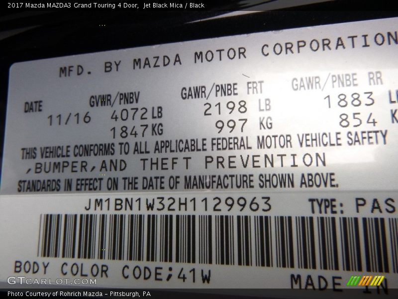 Jet Black Mica / Black 2017 Mazda MAZDA3 Grand Touring 4 Door