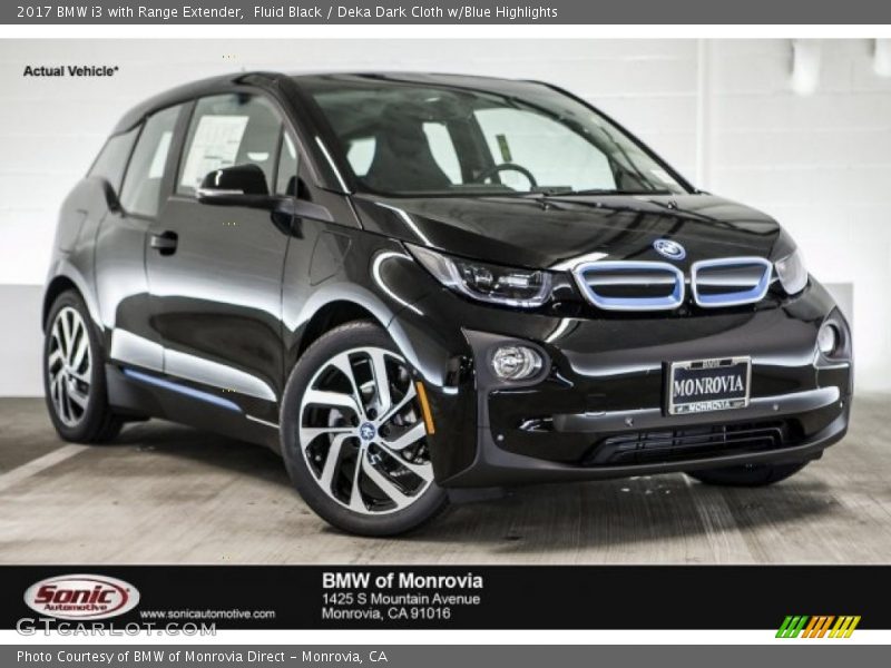 Fluid Black / Deka Dark Cloth w/Blue Highlights 2017 BMW i3 with Range Extender