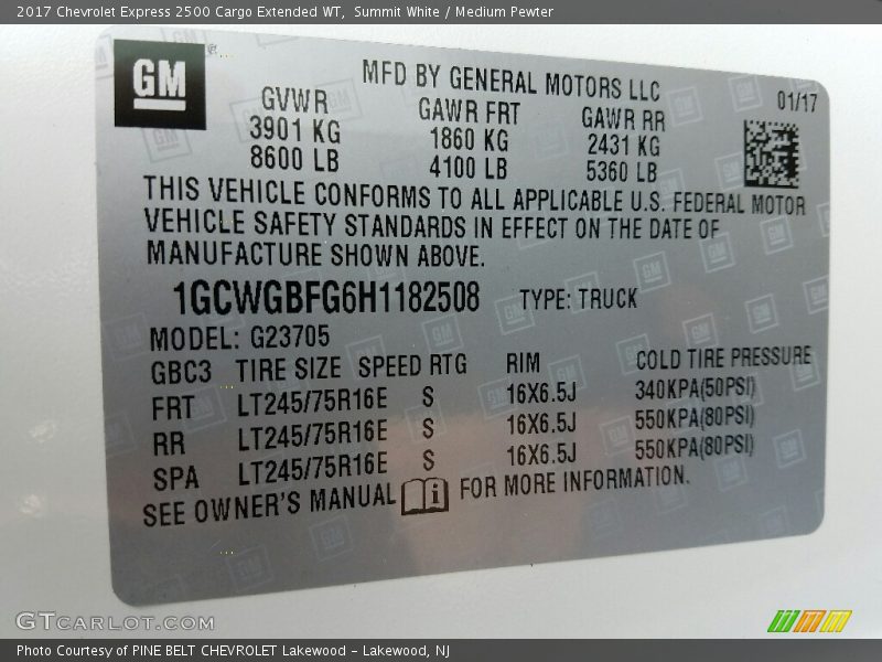 Summit White / Medium Pewter 2017 Chevrolet Express 2500 Cargo Extended WT