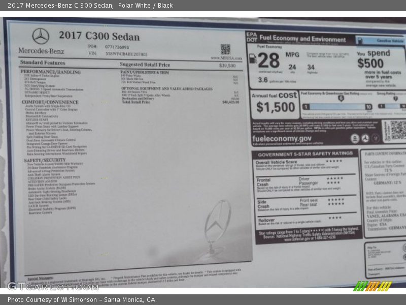 Polar White / Black 2017 Mercedes-Benz C 300 Sedan