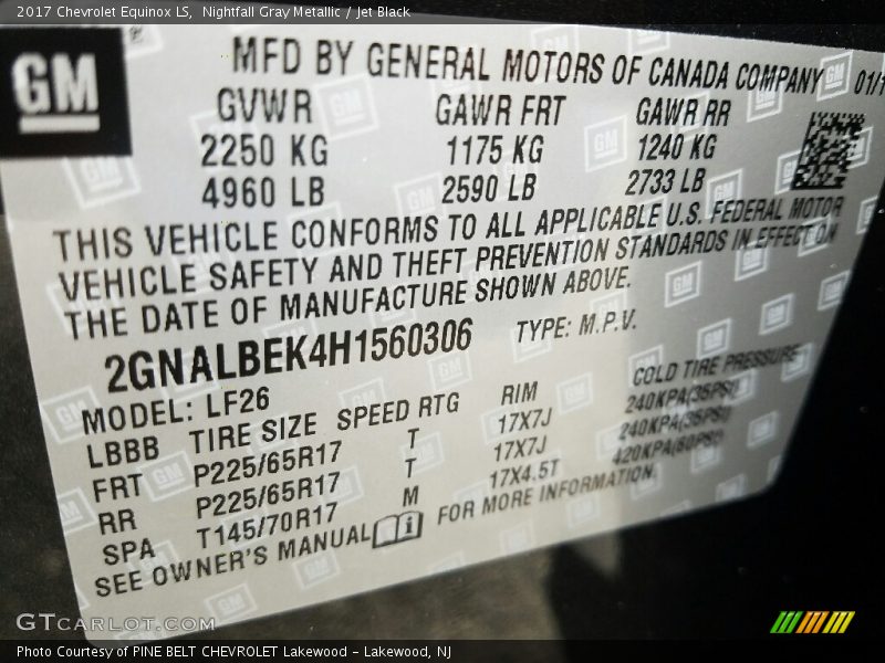 Nightfall Gray Metallic / Jet Black 2017 Chevrolet Equinox LS
